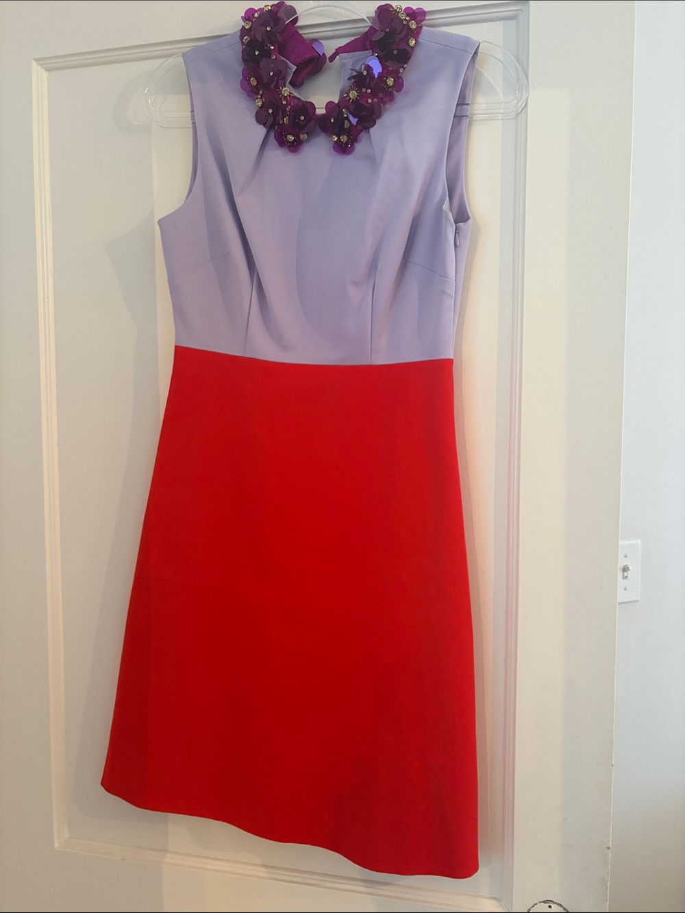 kate spade Lavender and Red Colorblock Sleeveless Midi Dress